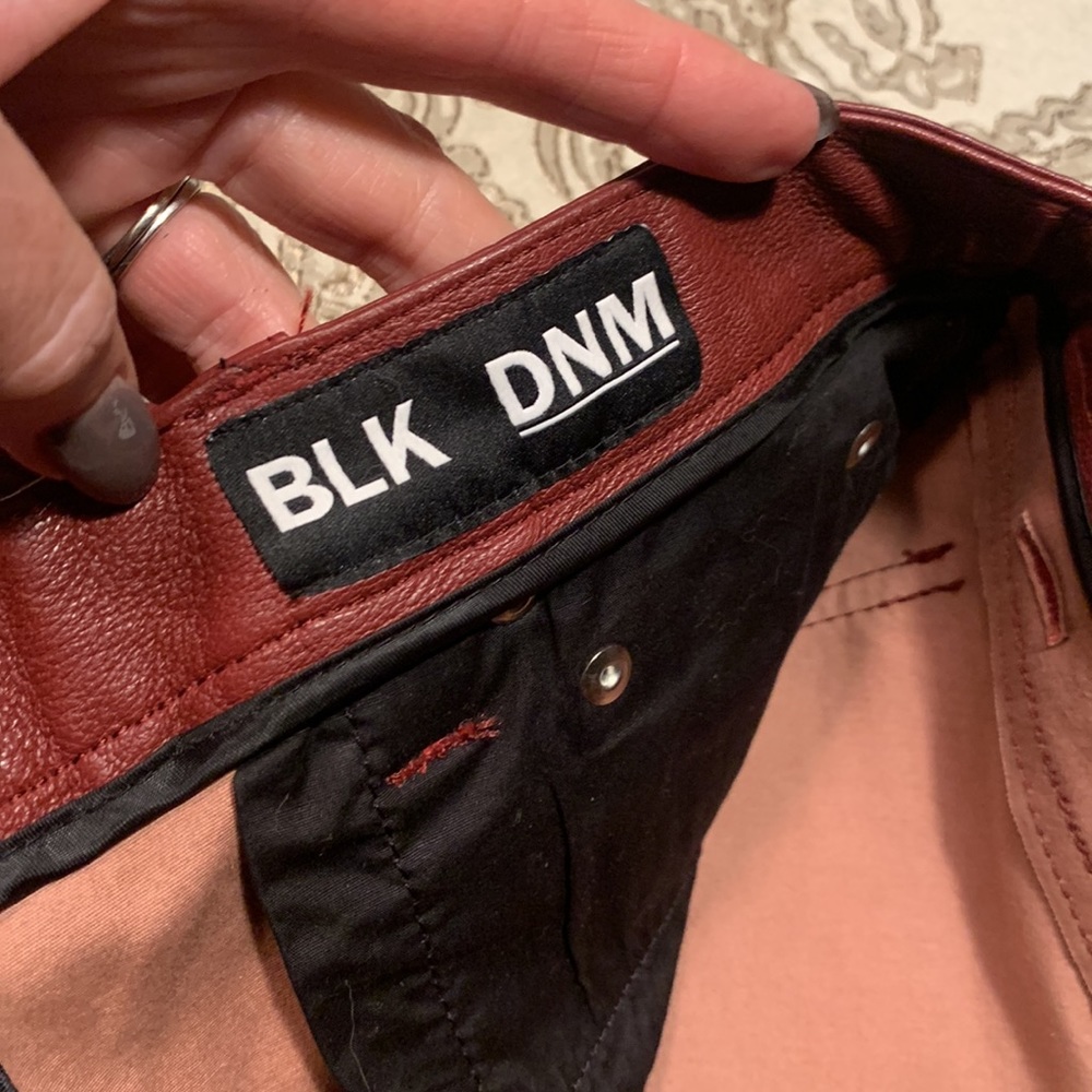 BLK DNM Burgundy Red Leather Skinny Pants sz 28 - Picture 9 of 11